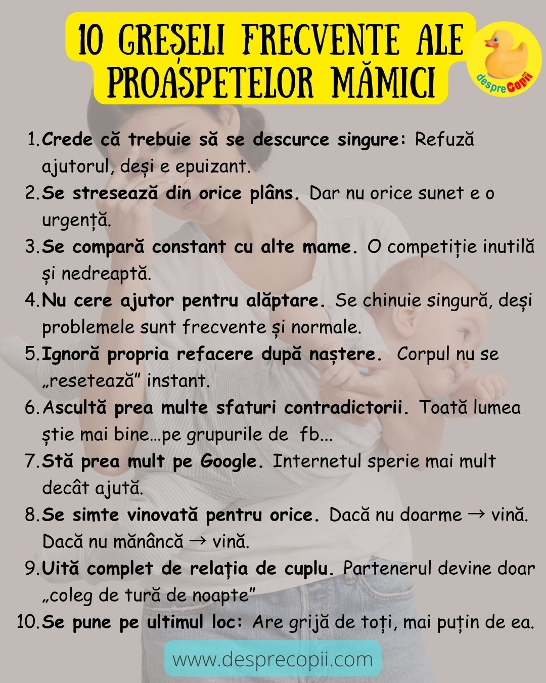 greseli mamici de bebelusi